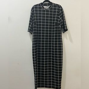 Shein Midi Black White Plaid dress